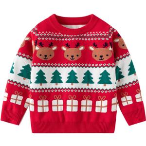 Ugly Christmas Sweater for Girls Funny Xmas Knit Pullover Shirts Kids Child Holiday Jumper Tops Outfit  (5-6 Years, Red & Green & White)