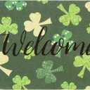 St Patricks Welcome Doormat Outtdoor Entrance Doormat Non Slip Rug for Yard Kitchen Indoor Entry 17 x 29 Inch (Shamrock)