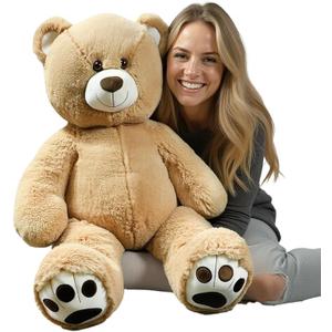 36" Tall (3 Foot) Big Plush Beige Bear, Stuffed Animal, Teddy Bear with Smiling Face. Premium Stuffed Toy Teddy Bear, Perfect for Girlfriend, Kids, Valentine's Day, Christmas!