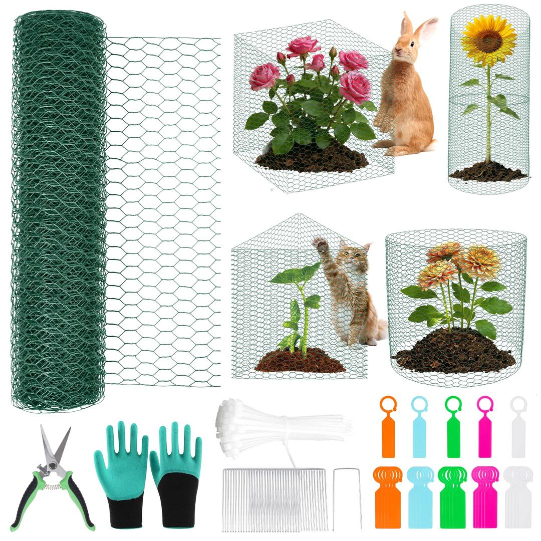 Plant Protectors from Animals, 32.8ftx16inch, DIY Cuttable Plant Cage for Vegetable Gardens, Tree Saplings & Potted Plants, Easy to Install Protection for Gardeners & Outdoor Growing (Green)