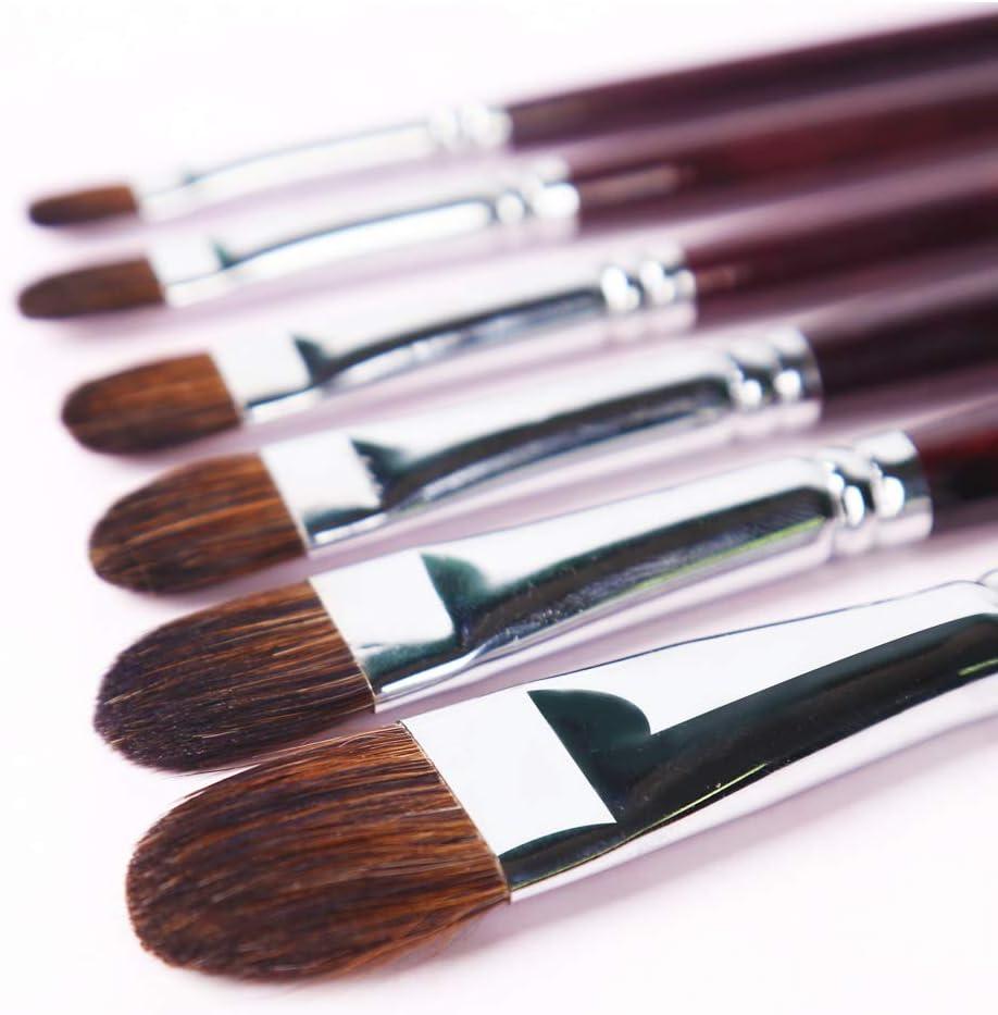 Transon Red Sable Filbert Paint Brushes 5pcs for Watercolor, Acrylic, Oil, Tempera and Gouache Painting,