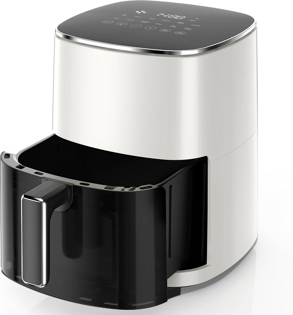 NEWBULIG Air Fryer, 6QT Square Airfryer with Visual Window, 400℉ Fast Heating Air Fryers Oven with Timer, Auto-Off, Non Toxic & Non Stick, Multiple 12 Modes for Roast, Bake, Dehydrate, Fry, Reheat, 6.34 QT