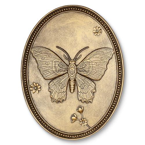 Vintage Butterfly Wall Sculpture, Antique Wall Decor, Gold Wall Art, Hanging Decoration with Embossed Butterfly Design, Vintage Decoration for Living Room Bedroom and Hallway, Housewarming Gift
