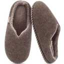 KuaiLu Womens Memory Foam Slippers Ladies Cozy Fuzzy Plush Fur Lined Warm Winter Cushioned Slip on House Bedroom Shoes Comfy Indoor Outdoor Hard Sole Arch Supportive Plantar Fasciitis Brown Size 9 (Brown)