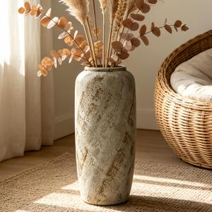 GDSZJLJ Rustic Ceramic Floor Vase, 19.7 Inch, Farmhouse Large Decor