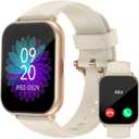 RUIMEN Smart Watches for Women Men (Answer/Make Calls, 2 Bands Included), 1.8" Smartwatch for iOS/Android Phones, Fitness Tracker Heart Rate/Sleep Monitor Digital Watch Waterproof Milky White