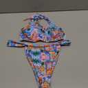 Women's High Waisted Bikini Set Floral Print Spaghetti Strap Smocked Wireless Bathing Suit Swimsuit 2 Piece Set (Light Pink) 
Small