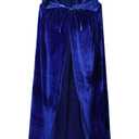 VGLOOK Unisex Adults Hooded Cloak Velvet Cape for Halloween Cosplay Costumes (Large, Blue)