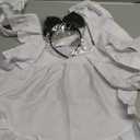 Wannsee Fancy Cute White Retro Frilly Adorable Maid Waitress Aprons Vintage Costume Bow Headdress Set(Adjustable Bow) (One Size)