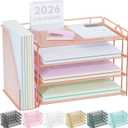 Spacrea Desk Organizers and Accessories, Paper Organizer for Desk with File organizer, Desk Accessories & Workspace Organizers for Office Supplies (Rose Gold)