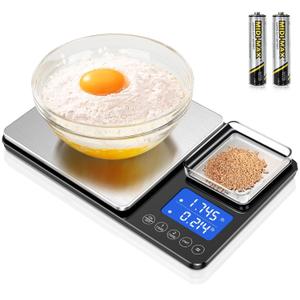 0.001oz/33lbs Dual Platform Food Kitchen Scales Digital Weight Grams and Ounces, Two Precisions Kitchen Scale for Sourdough Bread, Baking and Cooking with 7 Units Tare, Accumulation Functions