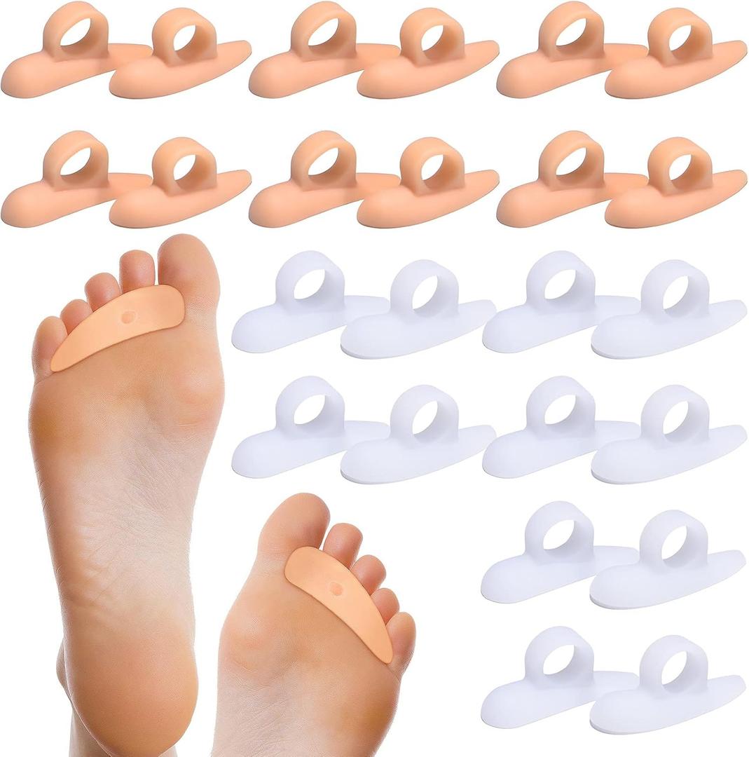 Nuanchu 12 Pairs Hammer Toe Pad Hammerhead Toe Straightener and Corrector Support Crest Cushion Spacers Separators Gel for Women Men Pain Relief Reduces Pressure(Peachpuff, White)
