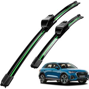 Compatible With Audi Q3 2011-2024 Wiper Blades Front Windshield Wipers Water Repellent in All-Seasons OEM Quality 2PCS 24"+20" Push Button
