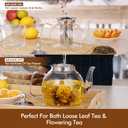 HIWARE 1000ml Glass Teapot with Removable Infuser, Stovetop Safe Tea Kettle, Blooming and Loose Leaf Tea Maker Set