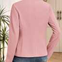 AGSEEM Full Lining Sweater Blazers for Women Open Front Long Sleeve Work Office Suit Jackets Blazer with Pockets (Beige, L)