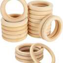 20Pcs Natural Wooden Rings for Crafts, Unfinished Wood Rings for Macrame Pendant Connectors DIY Making, Craft Rings, Wood Teething Ring (2.17inch/5.5cm)