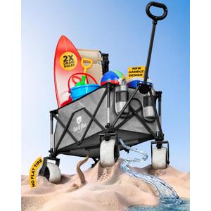 Beach Cart with Big Wheels for Sand, Beach Wagon for Sand (Rocky Gray)