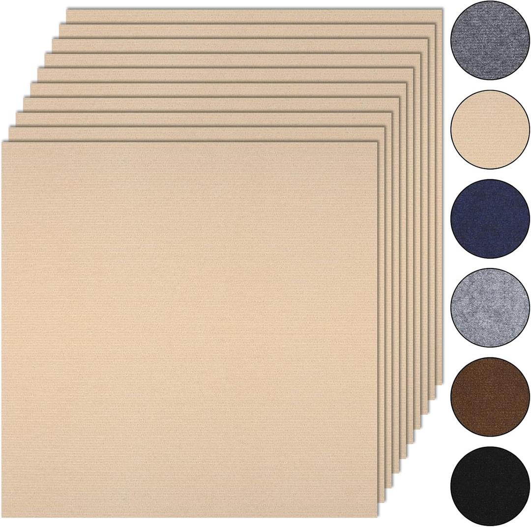 10Pcs Carpet Tiles Peel and Stick 24x 24 Non-Slip Self Adhesive Squares Carpet Floor Tile Reusable Waterproof Carpet for Living Room Bedroom