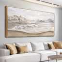 Canvas Wall Art for Living Room Wall Decor for Bedroom Office Wall Decoration Neutral Coastal Mountain Landscape Painting Wood Frame Artwork Room Aesthetic Home Decor 20x40 in