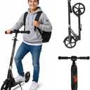 Nattork Scooter for Kids 6+, Teens and Adults- Adjustable Height Folding Kick Scooter with Large Sturdy Wheels for a Smooth Ride, Lightweight, Anti-Shock Suspension for Boys and Girls