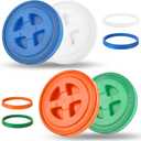 4 Pieces 5 Gallon Leak-Proof Bucket Lid Food Grade Plastic Storage Buckets Screw Seal Lids Screw Pail Lid Pet Food Storage Chicken Feeders (White, Blue, Green, Orange)