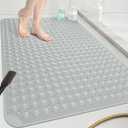 OTHWAY Extra Large Shower Mat 47"x 32", TPE Non Slip Shower Mat for Shower Stall, Inside Walk in Shower Mats with Drain Holes Suction Cups, Anti-Slip for Elderly Kids (Dark Grey)