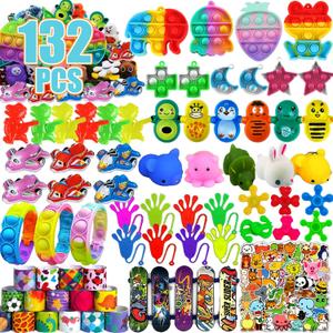 132 Pcs Party Favors for Kids, Treasure Box Toys for Classroom, Prize Box Toys for Kids, Goodie Bags Stuffers, Pinata Filler, Treasure Chest Pop Fidget Birthday Gifts