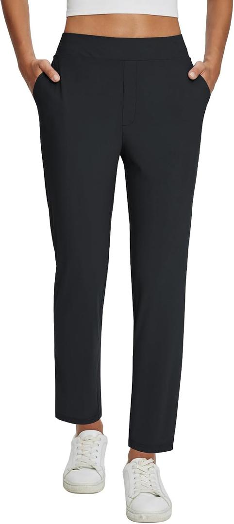 Baleaf Womens Business Casual Pants Stretch Travel Pants On Airport with Zipper Pockets Dressy Slacks Golf Work Pull on, XXL