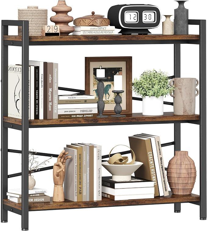 Book Shelf, 3 Tier Bookshelf size 35×10, Book Shelf Storage and Organization, Wooden and Metal Industrial Bookcase, Large Book Shelves for Home Living Room Bedroom Office Storage(Vintage)