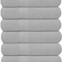 KAHAF COLLECTION Pack of 6 Bath Towels 27 x 54 Inches, 100% Cotton, Larger & Lighter Weight, Quicker to Dry, Super Soft and Absorbent, Perfect for Bathroom (Light Grey, Pack of 6 (27''x54''))