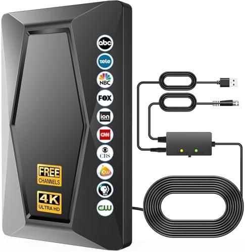 2025 TV Antenna Indoor Antenna for Smart TV Long Range Reception HD Digital Antenna Outdoor with Amplifier Signal Booster for Local Channels Supports 4K 1080p