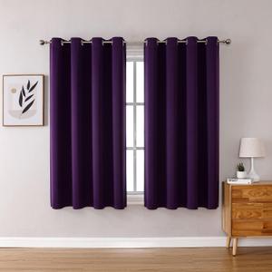ChrisDowa Grommet Blackout Curtains for Bedroom and Living Room  Thermal Insulated Room Darkening Curtains  (Royal Purple, 52W x 63L)