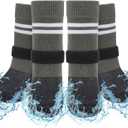 SCENEREAL Anti Slip Dog Boots & Paw Protectors for Hardwood Floor, Extended Dog Socks to Prevent Licking Paws, Waterproof Pet Snow Rain Shoe for Winter Small Puppy Senior Dogs, Grey S (Small(Paw width 1.73in/4.4cm))