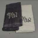 Tingjoo 2 Pcs Mr. and Mrs. Hand Towels 100% Cotton Hubby and Wife Embroidered Bathroom Towel Gift Mr. and Mrs. for Couple, Wedding Anniversary Bathroom Decor 29 x 3inch (Dark Gray, Beige)