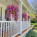 4 Pcs Artificial Fake Hanging Flowers Plants for Outdoor Decoration, Faux Daisy with Eucalyptus Leaves Fade Resistant Long Trailing Vines for Front Door Porch Balcony Patio (Light Purple Pink)