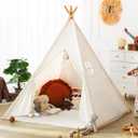 wilwolfer Kids Teepee Tent for Girls or Boys with Carry Case, Foldable Play Tent for Toddler Suit for Indoor and Outdoor Play, Protable Kids Playhouse Children Tent(Mat not Included)