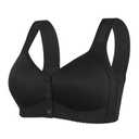 Bras for Older Women No Underwire Front Closure Comfort Senior Wireless Snap Closing Bra Black 44D