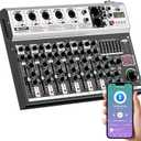 7 Channel DJ Audio Mixer Interface USB, NEW BAXS Audio Mixer Sound Board Mixing Console with Bluetooth MP3 Computer Input +48V Phantom Power Mixer Audio For Karaoke Dj Mixer Stage Streaming Studio