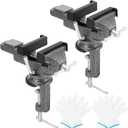 2 Pack 3 Inch Universal Bench Vise, 360° Swivel Base Clamp Mini Portable Work Bench with Rubber Gaskets and Gloves for Woodworking, Cutting Conduit, Drilling and Metalworking, Black