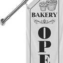 Bakery Open Flag, Double-Sided Three-ply Thickened Polyester Flag with Flagpole & Bracket, Outdoor Hanging Bakery Open Sign for Fresh Bread, Pastries & Baked Goods Display (White-W, 27")