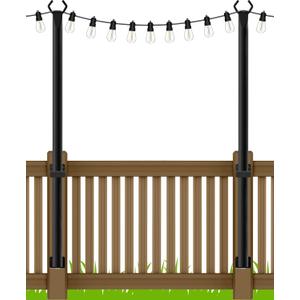 LETIANPAI 2 Pack String Light Poles,5 Ft Metal Poles with Fence Bracket for Outdoor String Lights,Outdoor Light Poles,Poles/Post/Stand for Outside
