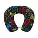 Gaming Controller Chic Travel Neck Pillow with Memory Foam,Ergonomic U Shaped Pillow Soft Plush Cover Neck Support Cushion with Front Clasp for Car Office Rest