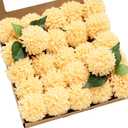 Ling's moment Creamy Yellow Dahlia Foam Artificial Flowers Real Touch Faux Fake Flower for Home Decor Graduation Baby Shower Decorations Outdoors Party Favors Wedding Centerpieces Arrangements, 25pcs