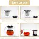 2 x LHS Tea Infuser Strainers for Loose Tea, Flower Stainless Steel Loose Leaf Tea Strainer Stepper with Heat Proof Double Handles, Extra Fine Mesh Tea Ball Infusers