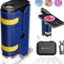 2 x 100x-250x Pocket Microscope for Kids Adults, Protable Handheld Miniscope, Mini Microscope Kit for Kids Adults Home School Lab Biology Science Education, Blue