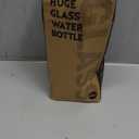 BLUEGO 64oz Glass Water Bottle with Handle and Straw, Motivational Sports Water Bottle with Time Marker and Silicone Sleeve Leakproof Drinking Bottle for Travel Gym Workout, Olive