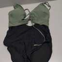 Blooming Jelly Womens Sexy One Piece Swimsuit Cut Out Slimming Bathing Suit V Neck Crisscross Back Swimwear (Medium, Black Green)