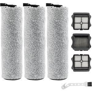iFloor 3/Floor One S3 Roller Brush Replacement Fit for Tineco,3 Brush Rollers and 3 HEPA Filters for Cordless Wet Dry Vacuum Cleaner, Vacuum Mop Replacement Parts Accessories