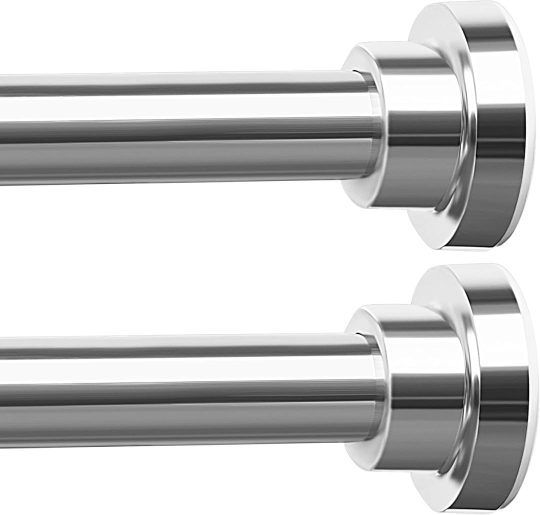 ENJOYBASICS Adjustable Spring Tension Curtain Rods 32 to 66 Inches, Stainless Steel Chrome Shower Rod No Drilling for Window, Bathroom, Closet, Room Divider, 7/8" Diameter, 2 Pack