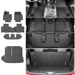Xipoo Cargo Mat Compatible with 2020-2026 Toyota Highlander 7 Seats Floor Mat Trunk Mat Replacement for 20-26 Highlander Accessories (Fit 2020-2026 Highlander,Cargo Mat with Backrest Mat+Floor Mats)